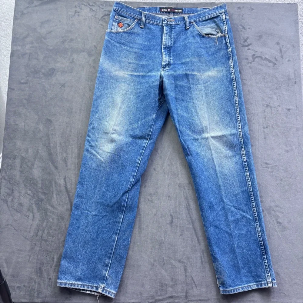Wrangler FR Flame Resistant Relaxed Fit Jeans Mens 38x34 Blue Denim FR31MWZ